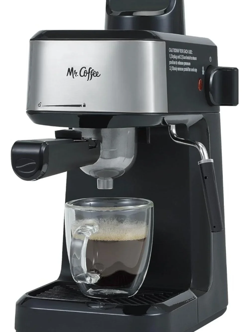 Mr. Coffee 4-Shot Steam Espresso Cappuccino and Latte Maker with Stainless Steel